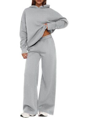 Women's Sweatsuits 2 Piece Sets Grey Casual Long Sleeve Sweatpants Fall